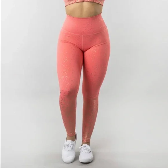 BuffBunny Rose Metallic Ombré Leggings NWT - Picture 2 of 7